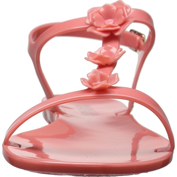 BADGLEY MISCHKA BAHAMA FLAMINGO PINK ANKLE STRAP FLORAL JELLY FLAT HEEL SANDAL 6 - Picture 4 of 10